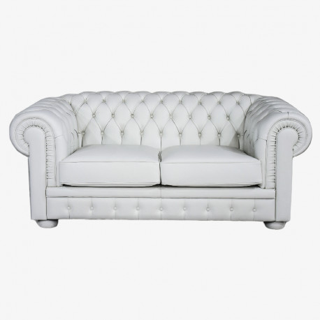 Two seater leather sofa capitonné workmanship